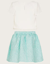 Jacquard Skirt and Floaty Top Set, Green (GREEN), large