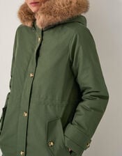Paula Faux Fur Parka Coat, Green (KHAKI), large