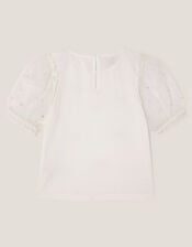 Bow Puff Sleeve T-Shirt, Ivory (IVORY), large