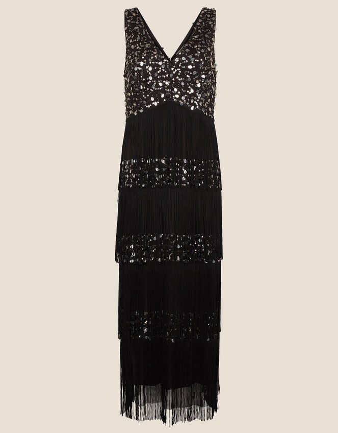 Felicity Fringe Embellished Dress, Black (BLACK), large