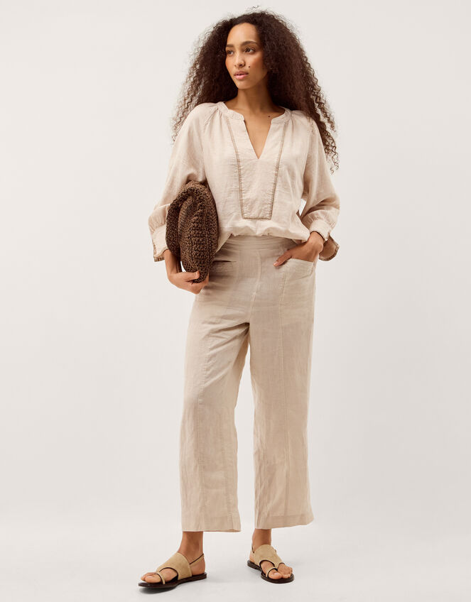 Lucy Regular Straight Leg Linen Trousers Natural