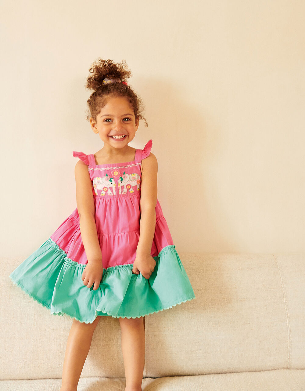 Baby Elephant Colourblock Dress Pink Baby Girl Dresses Monsoon UK.