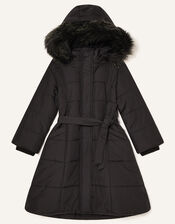Longline Padded and Hooded Coat, Black (BLACK), large