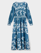 East Kris Hand-Batik Floral Maxi Dress, Blue (DARK BLUE), large