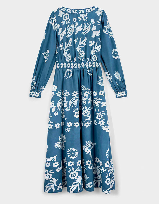 East Kris Hand-Batik Floral Maxi Dress, Blue (DARK BLUE), large
