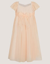 Estella Floral Embroidered Party Dress, Orange (PEACH), large