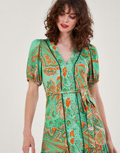 Skye Scarf Print Dress, Green (GREEN), large