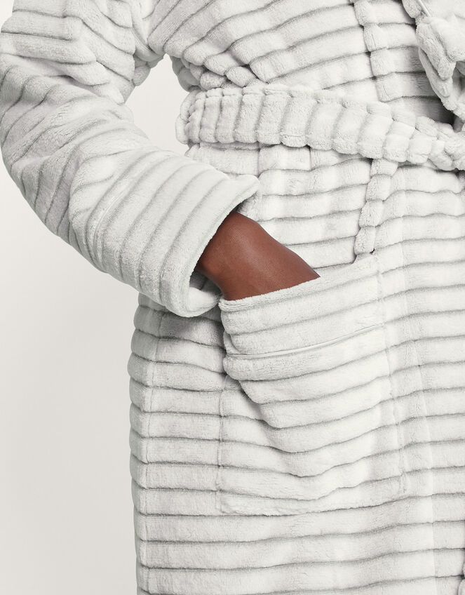 Stripe Textured Dressing Gown, Grey (GREY), large