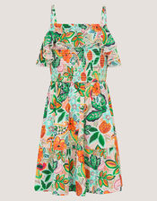Tropical Floral Frilly Dress, Multi (MULTI), large