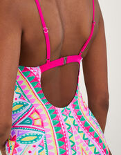 Mosaic Print Swimsuit, Pink (PINK), large