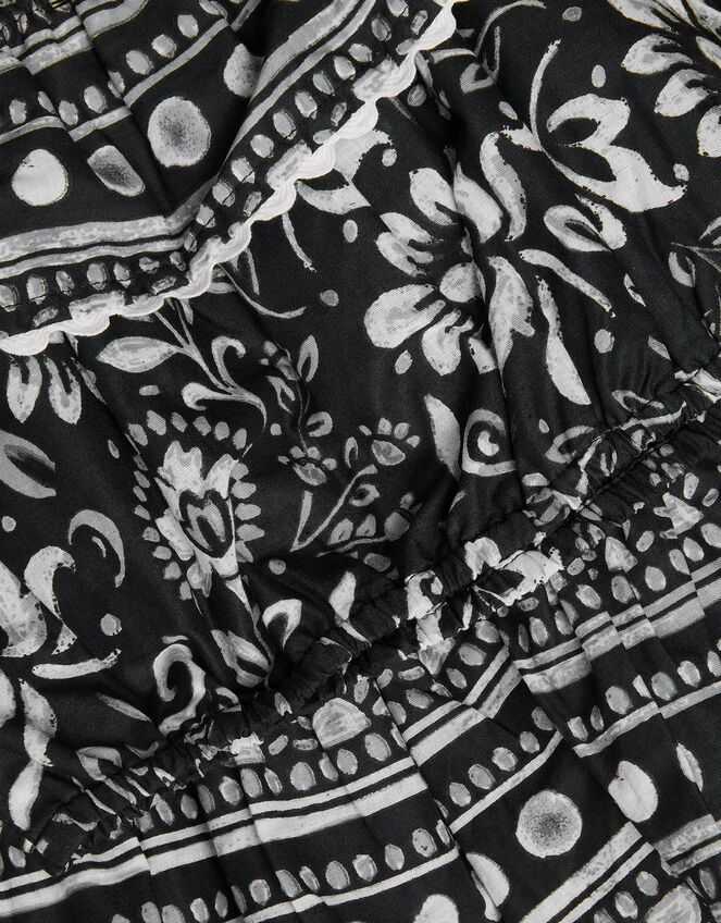 Tile Print Top and Skirt Set, Black (BLACK), large