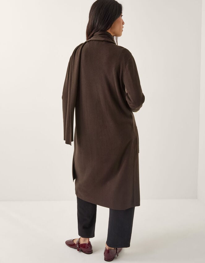 Santi Longline Cardigan & Scarf, Brown (CHOCOLATE), large