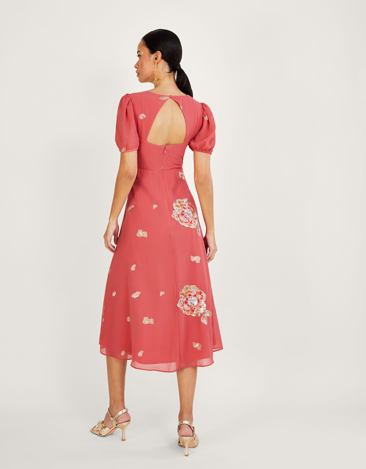 Kira Embellished Wrap Dress in Recycled Polyester Pink Evening Dresses Monsoon UK