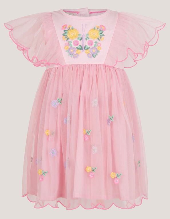 Baby Butterfly Tulle Jersey Dress, Pink (PINK), large