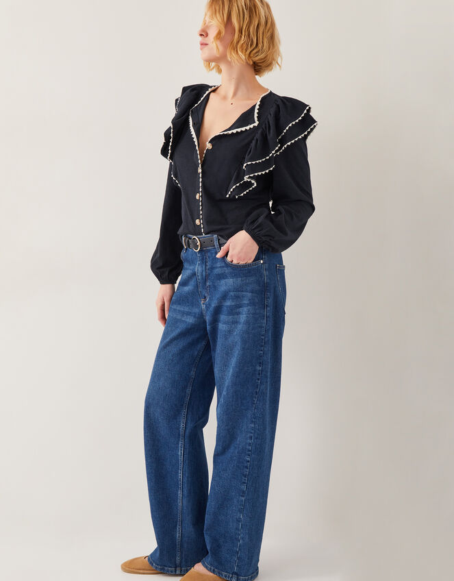 Freya Frill Jersey Blouse, Black (BLACK), large