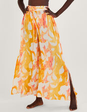 Abstract Print Side Split Trousers, Orange (ORANGE), large