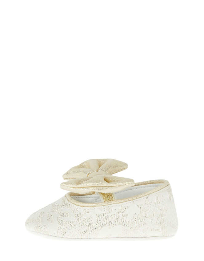 Bow Jacquard Booties , Ivory (IVORY), large