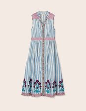 East Rylea Placement Print Cotton Midi Dress, Blue (BLUE), large