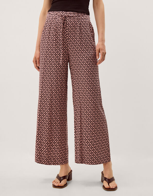 Netta Floral Print Wide Leg Trousers, Pink (PINK), large