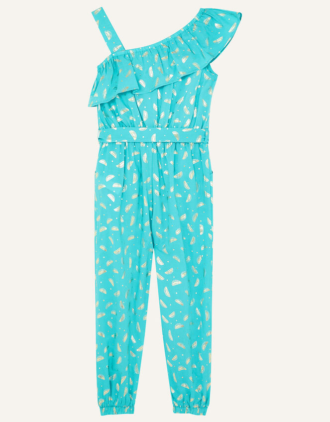 Watermelon Foil Jumpsuit in Organic Cotton , Green (GREEN), large