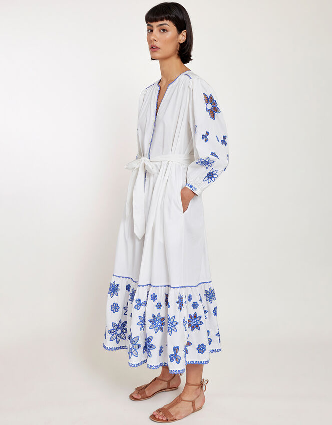 East Embroidered Tie Dress, White (WHITE), large