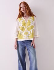 East Mella Hand-Appliqu&eacute; Cotton Top, White (WHITE), large
