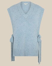 Tawn V-Neck Tie Side Knitted Vest, Blue (BLUE), large