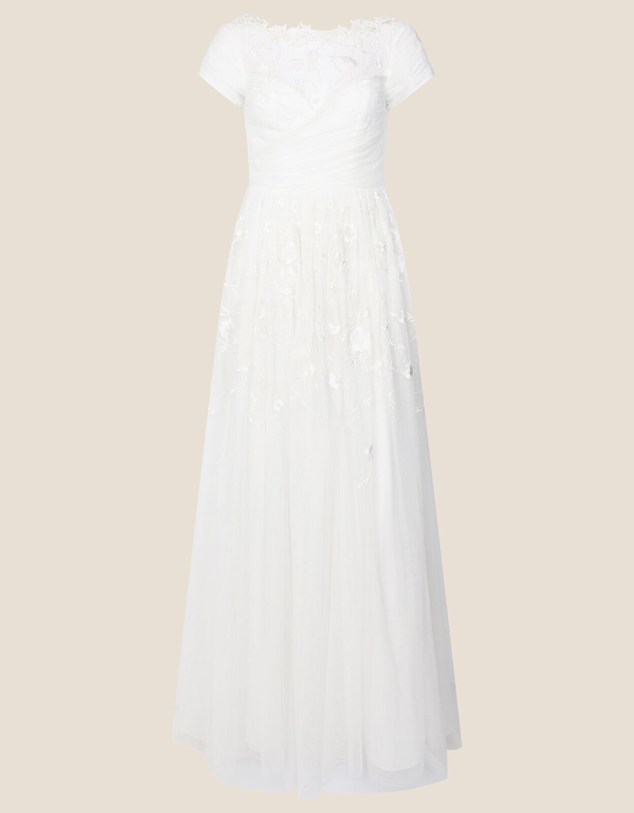 Sylvia Embroidered Bridal Dress in Recycled Polyester Ivory