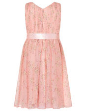 Ditsy Print Pleated Dress, Pink (PALE PINK), large