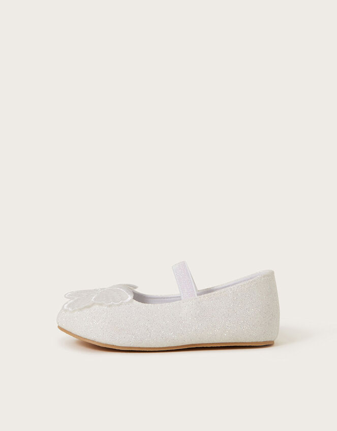 Baby Butterfly Glitter Walker Shoes, Ivory (IVORY), large