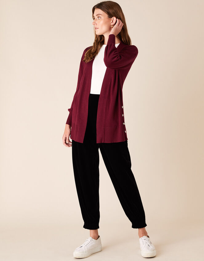 Star Stud Knit Cardigan, Red (BERRY), large