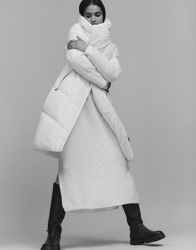 Dhalia Long Padded Coat, White (WHITE), large