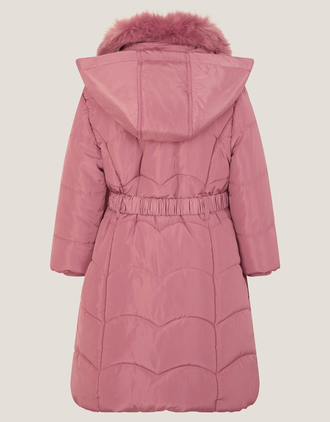 Belted Scallop Puffer Coat, Pink (PINK), large