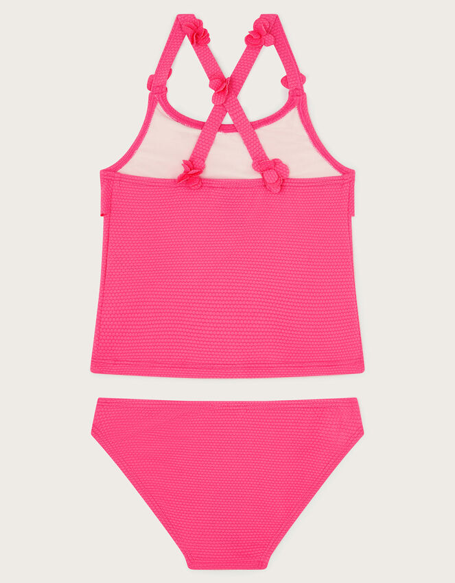 Flower Strap Ruffle Tankini Set, Pink (PINK), large