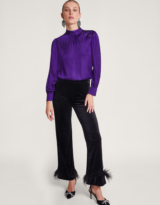 Holly Satin Blouse, Purple (PURPLE), large