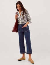 Shania Stripe Jersey Buttondown Top, Ivory (IVORY), large