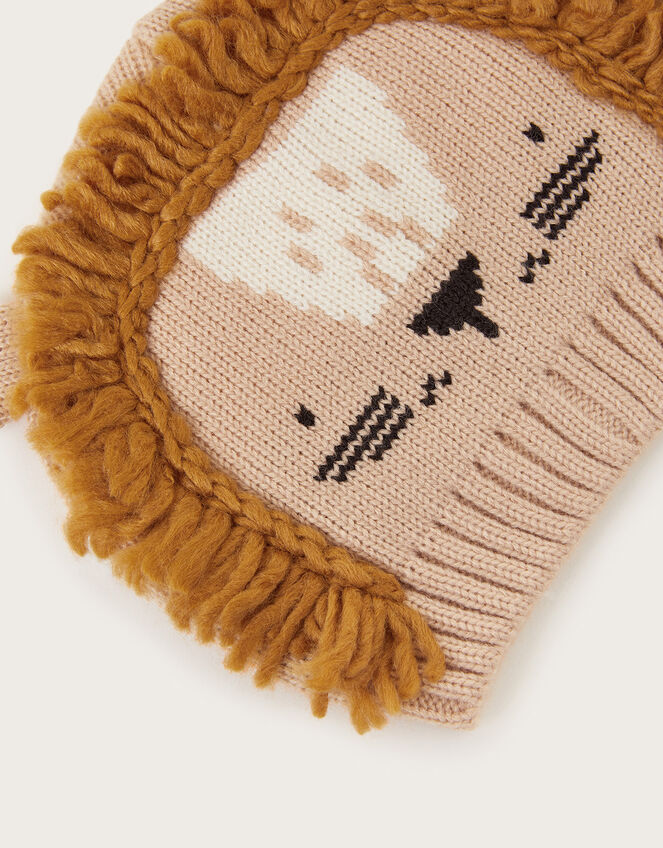Baby Winston Lion Beanie Hat, Camel (OATMEAL), large