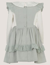 Baby Butterfly Embroidered Pinafore Dress & Top Set, Green (GREEN), large