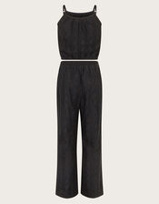 Lace Top and Trousers Set, Black (BLACK), large