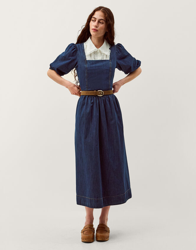 Lily Square Neck Denim Midi Dress, Blue (INDIGO), large