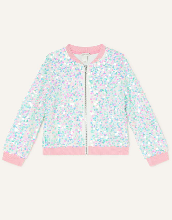 Iridescent Sequin Bomber Jacket, Pink (PINK), large