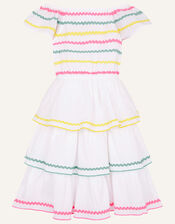 Fiesta Ricrac Dress in Organic Cotton, Ivory (IVORY), large