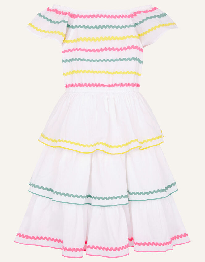Fiesta Ricrac Dress in Organic Cotton, Ivory (IVORY), large