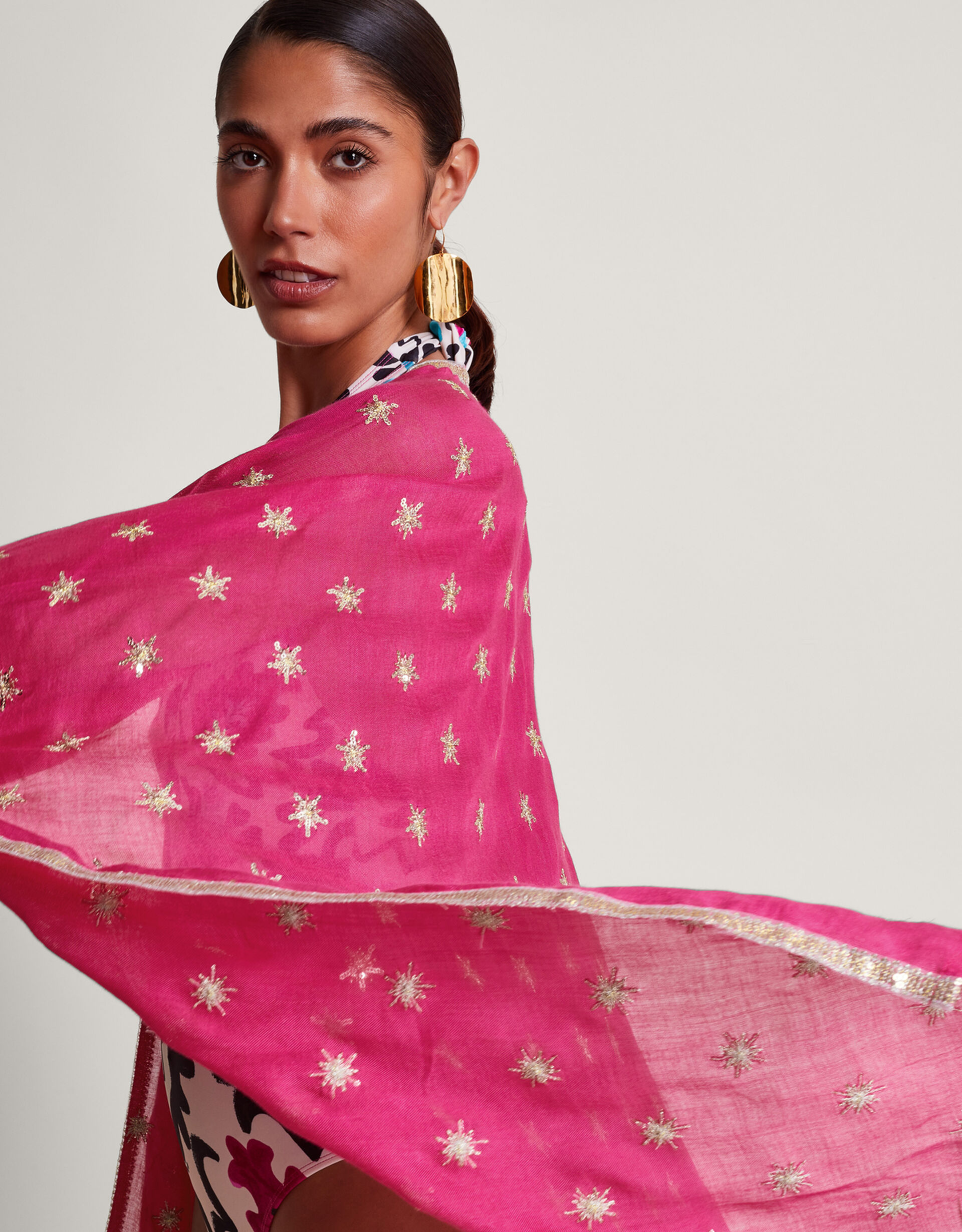 Star Embellished CoverUp Pink Kaftans & Kimonos Monsoon UK.