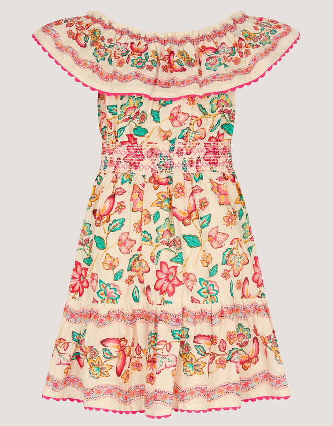 Jelena Butterfly Print Bardot Dress, Ivory (IVORY), large