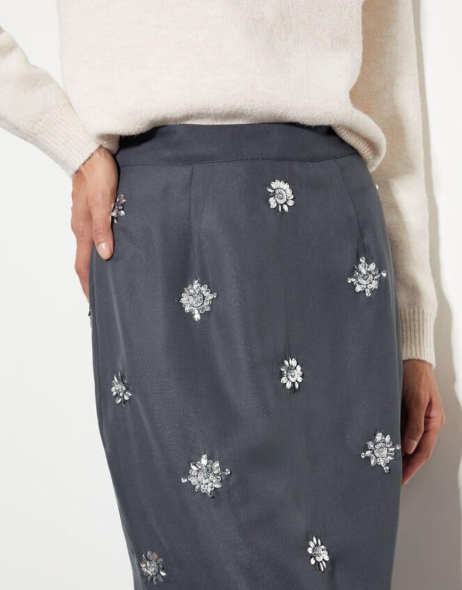 Hana Embellished Organza Midi Skirt, MID BLUE, large