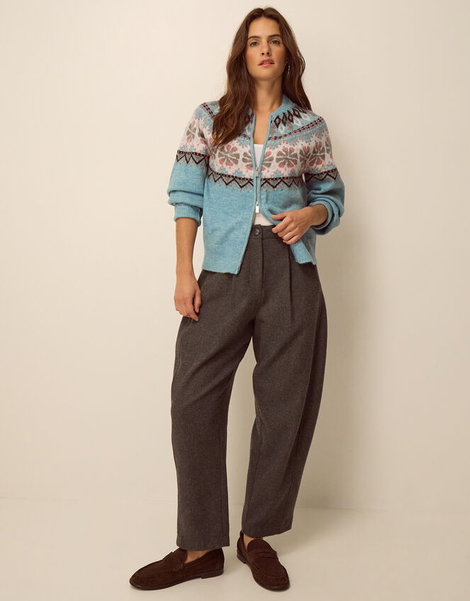 Fen Fair Isle Cardigan, Blue (BLUE), large