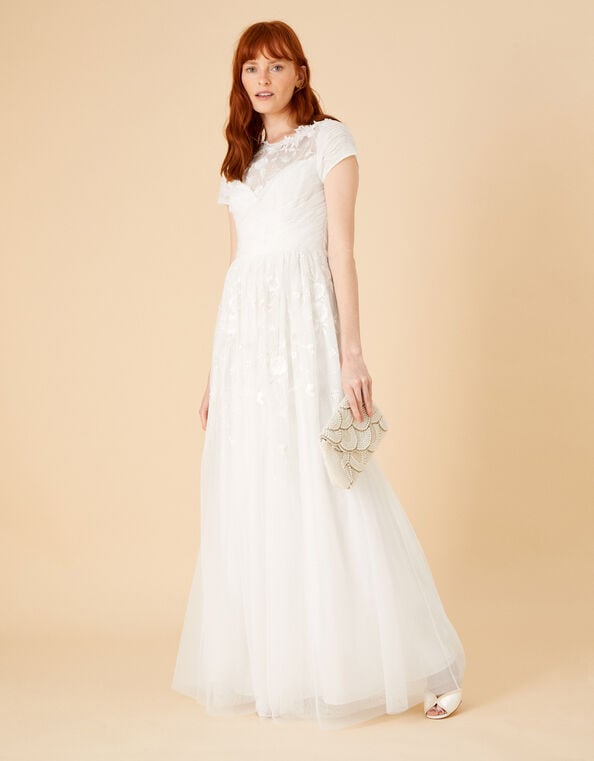 Sylvia Embroidered Bridal Dress, Ivory (IVORY), large