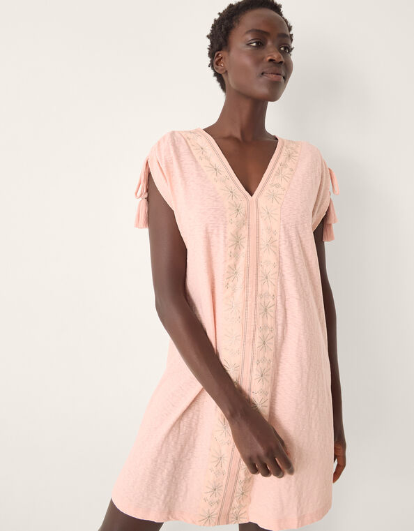 Julie Embroidered Mini Kaftan Dress, Pink (PINK), large
