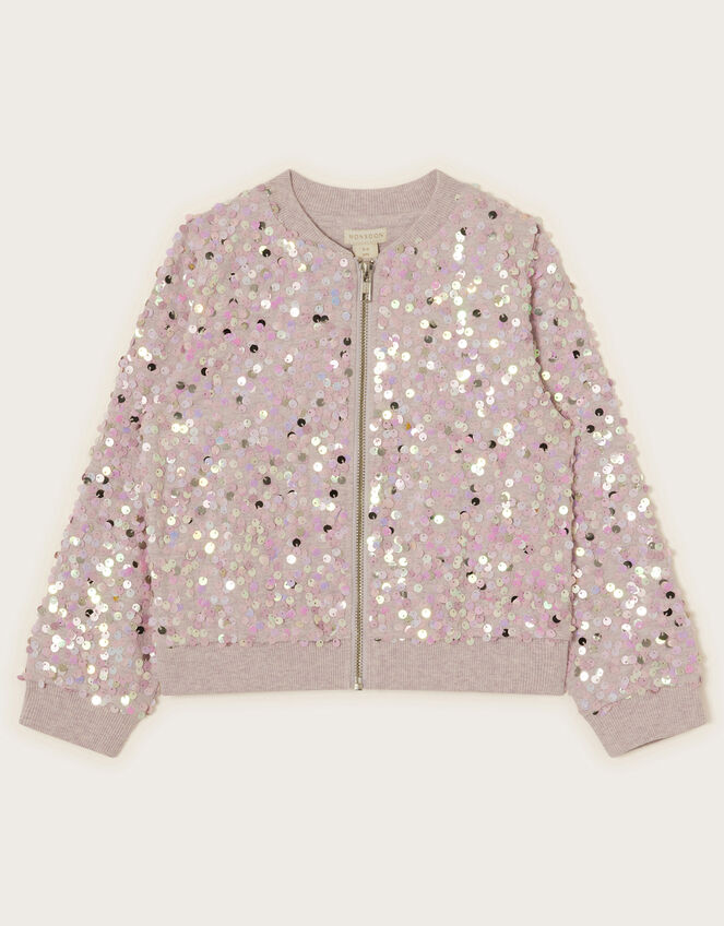 All Over Sequin Bomber Jacket, Purple (LILAC), large